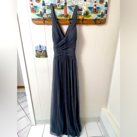 Dresses & Skirts - BHLDN Edith Tulle Crisscross Back Formal Dress Gray